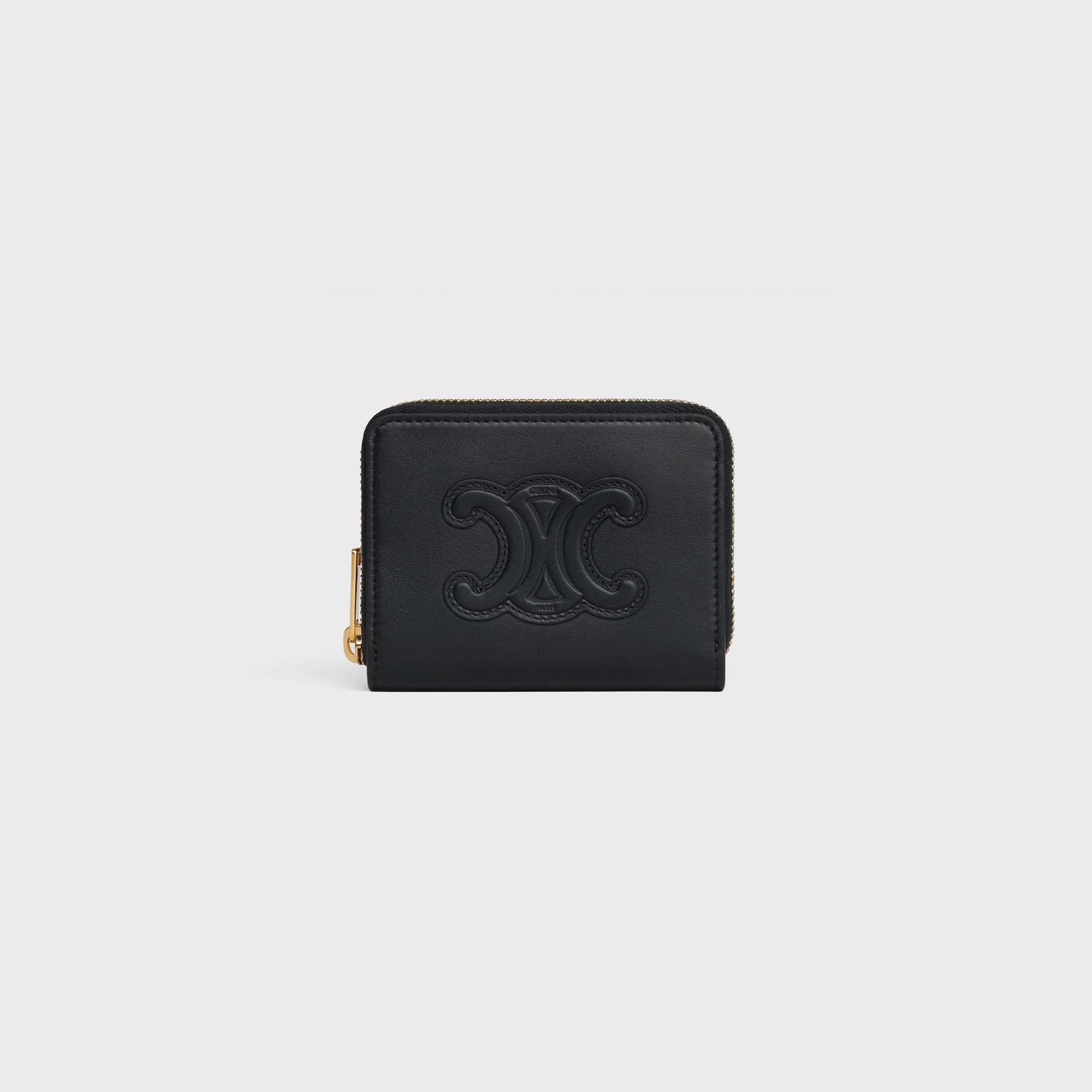 COMPACT ZIPPED WALLET CUIR TRIOMPHE IN SMOOTH CALFSKIN BLACK - Image 1